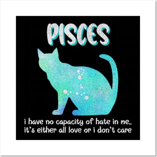 Pisces Sarcastic Sassy Cat Zodiac Sign Astrology Birthday Posters and Art